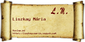 Liszkay Mária névjegykártya