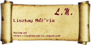 Liszkay Mária névjegykártya